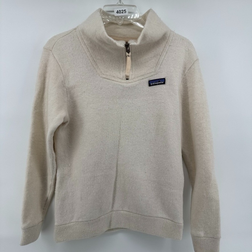Patagonia Women's Woolie Fleece 1/4 Zip Pullover XS Cream Recycled Wool 26911
